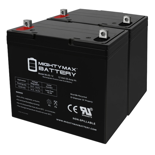 Mighty Max Battery 12V 55Ah Battery Replaces Golden Alante GP-201R AGM 22NF - 2 Pack ML55-12MP2410139171